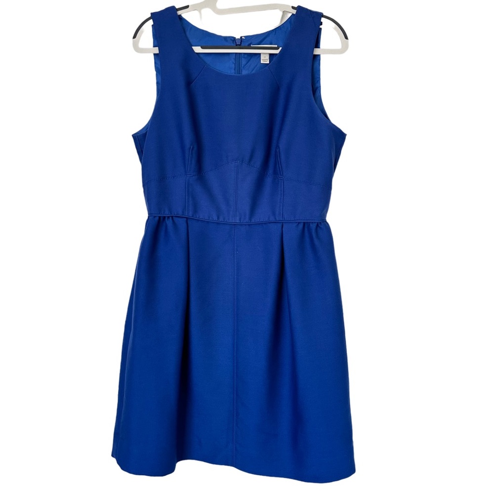 J.Crew Dress Sz 10 Royal Blue Wool‎ Silk Blend Sleeveless Sheath Party Formal